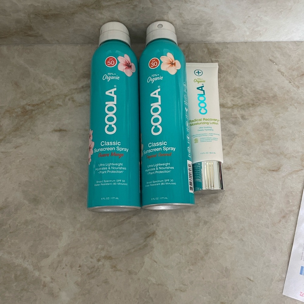 BRAND NEW COOLA Sunscreen Spray & Lotion